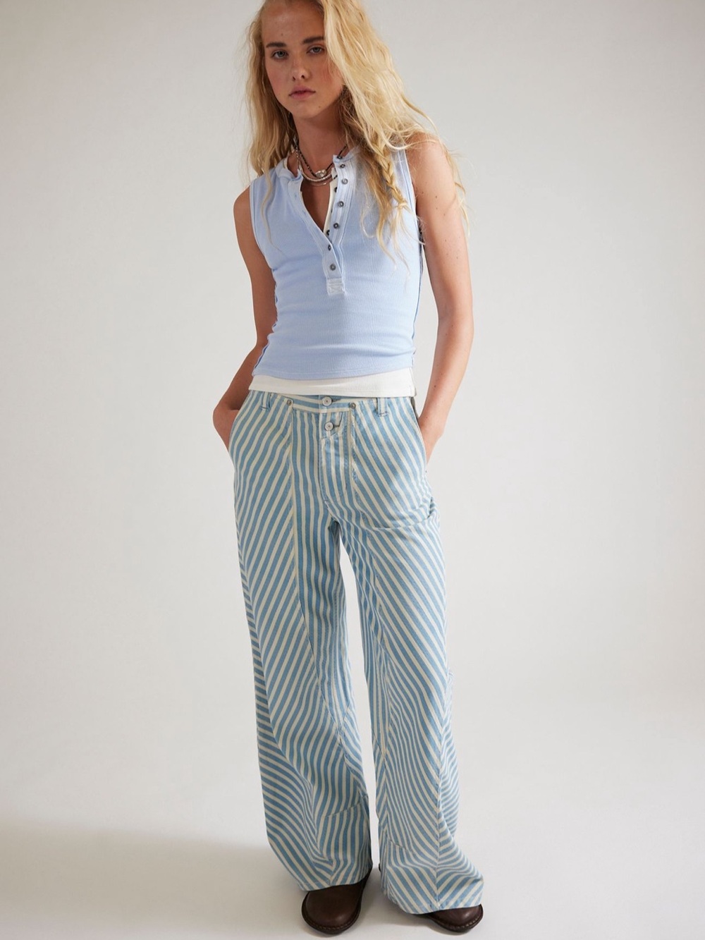 NWT Free People Runyon Striped Pants in West Ridge